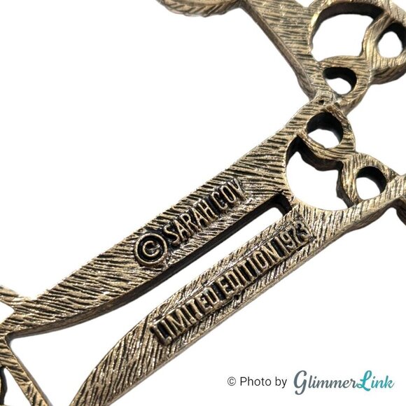 Vintage Sarah Cov Limited Edition Victorian Cross Filigree Gold Tone Necklace - Picture 8 of 11